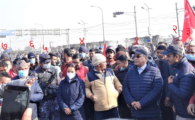 एसएमजी बोकेका सुरक्षाकर्मीको घेरासहित आन्दोलनमा प्रचण्ड