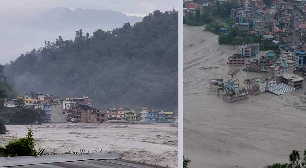 मेलम्चीमा बाढीको बितण्डा, एक जनाको मृत्यु, सात बेपत्ता