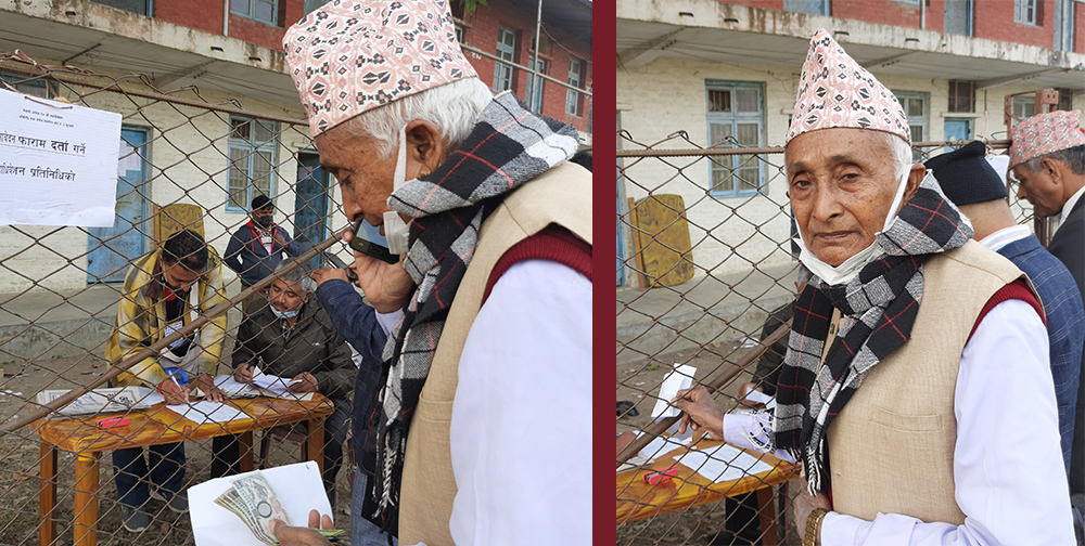 वृद्धभत्ताको पैसाले उम्मेदवारी दर्ता गरेका प्रेमबहादुरले भने- म ७८ वर्षे युवालाई एक भोट है !