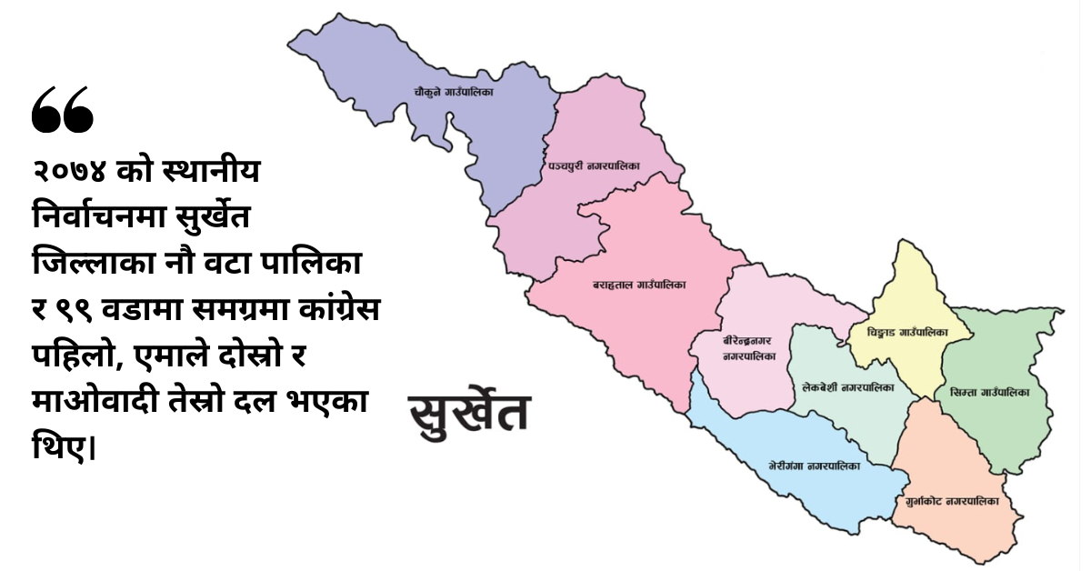 २०७४ को स्थानीय तह निर्वाचनमा सुर्खेतमा कस्तो थियो मतपरिणाम ?